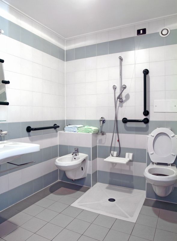 Professional assessing bathroom space